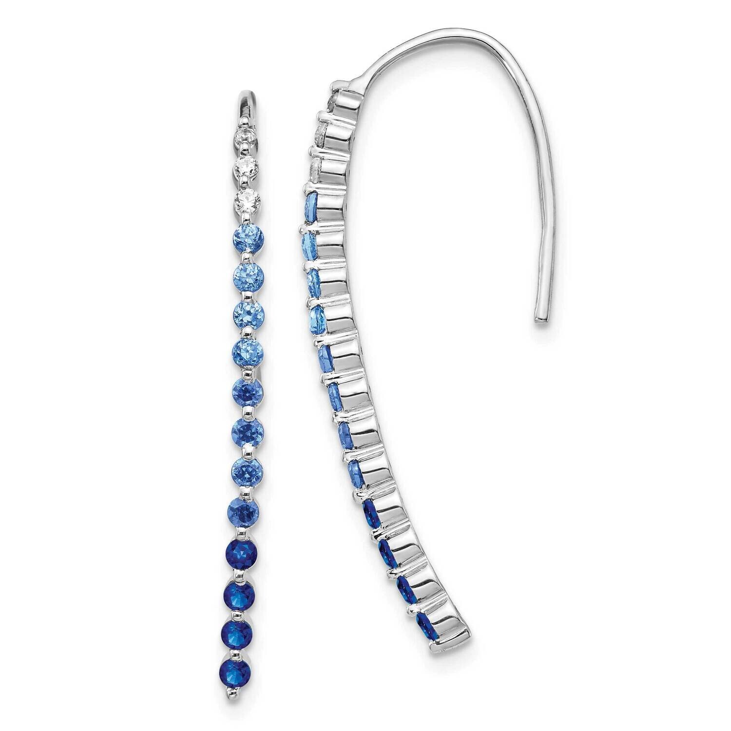 Diamond Sapphire Earrings 10k White Gold EM4318-SA-010-1WA, MPN: EM4318-SA-010-1WA, 191101833748