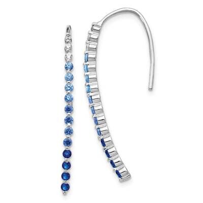 Diamond Sapphire Earrings 10k White Gold EM4318-SA-010-1WA, MPN: EM4318-SA-010-1WA, 191101833748