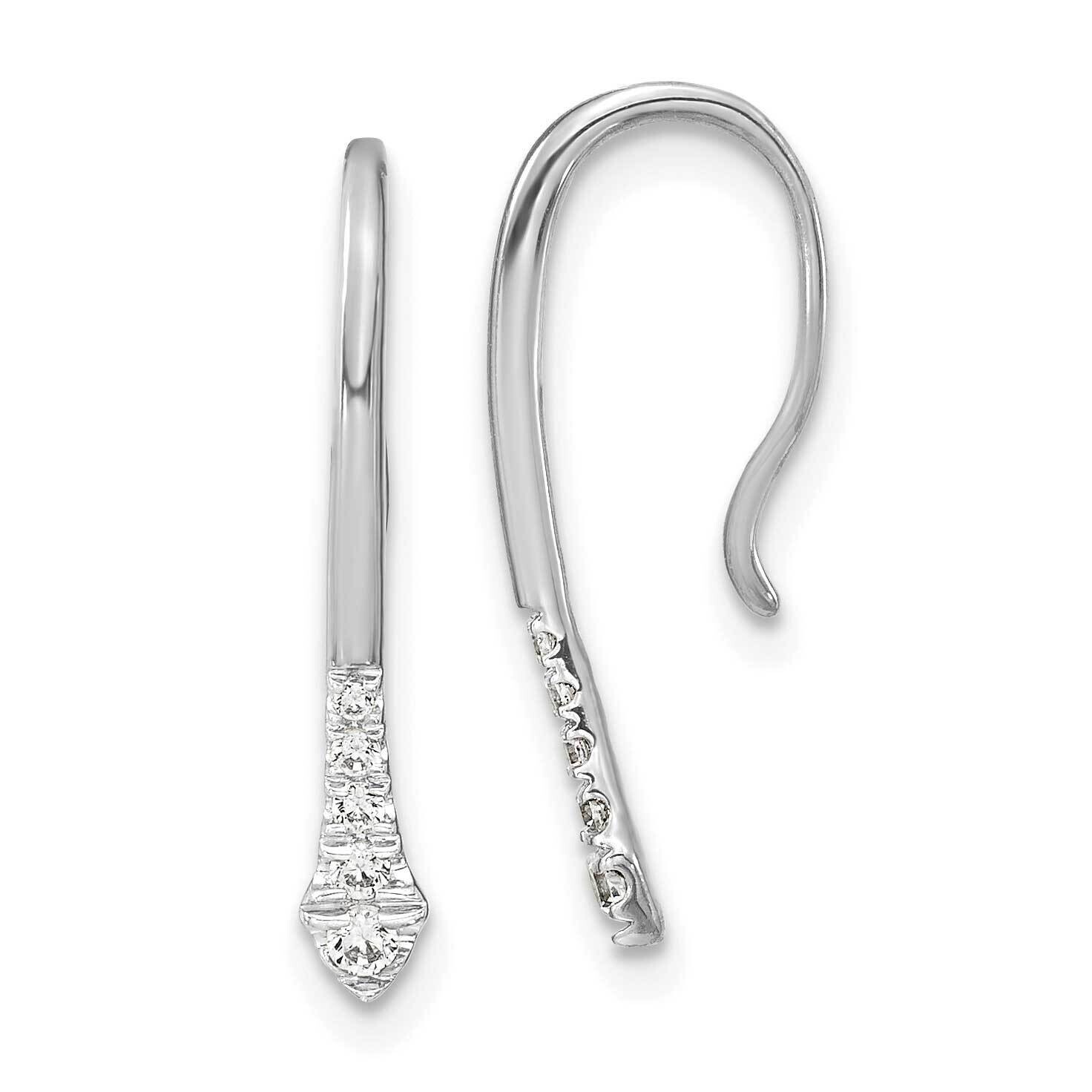 Polished Diamond Drop Wire Earrings 14k White Gold EM8382-012-WA, MPN: EM8382-012-WA,