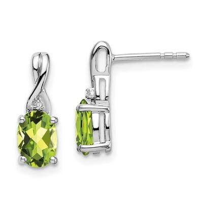 Oval Peridot Diamond Earrings 14k White Gold EM7075-PE-001-WA, MPN: EM7075-PE-001-WA, 191101839450
