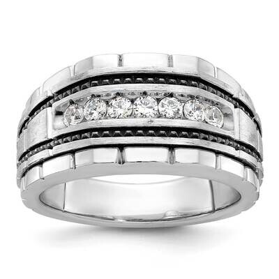 Ibgoodman Men&#39;s Polished Satin Textured 7-Stone Ring Mounting 14k White Gold B59177-4W by IBGoodman…