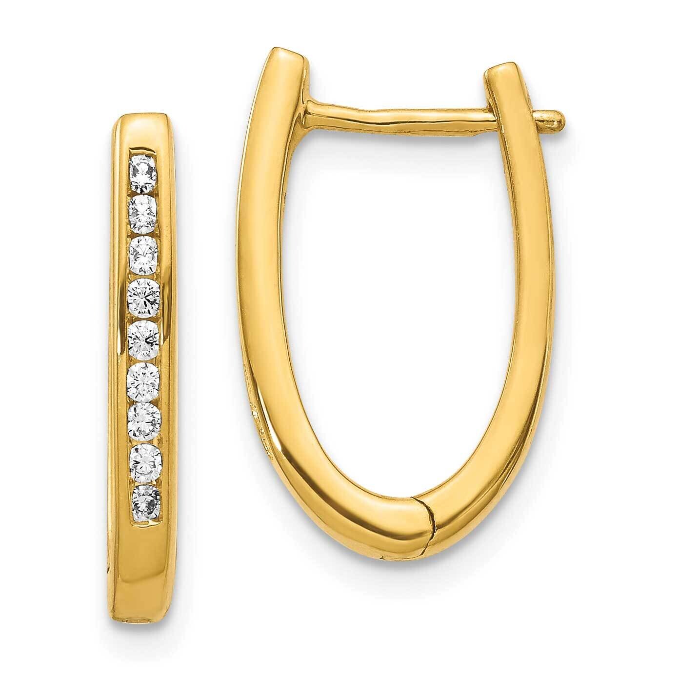 Diamond Oval Hinged Hoop Earrings 10k Gold EM5370-025-1YA
