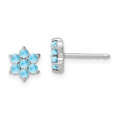 Blue Topaz Floral Post Earrings 14k White Gold EM7199-BT-W, MPN: EM7199-BT-W, 191101842290