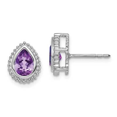 Pear Amethyst Post Earrings 14k White Gold EM7203-AM-W, MPN: EM7203-AM-W, 191101842689