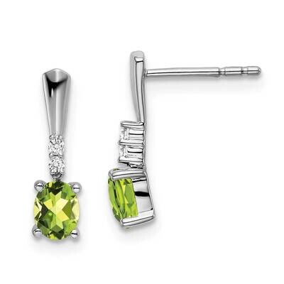 Oval Peridot Diamond Dangle Earrings 14k White Gold EM7407-PE-004-WA, MPN: EM7407-PE-004-WA, 191101…