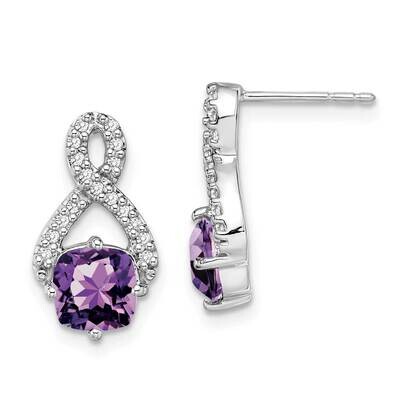 Amethyst Diamond Earrings 14k White Gold EM7089-AM-017-WA, MPN: EM7089-AM-017-WA, 191101840142