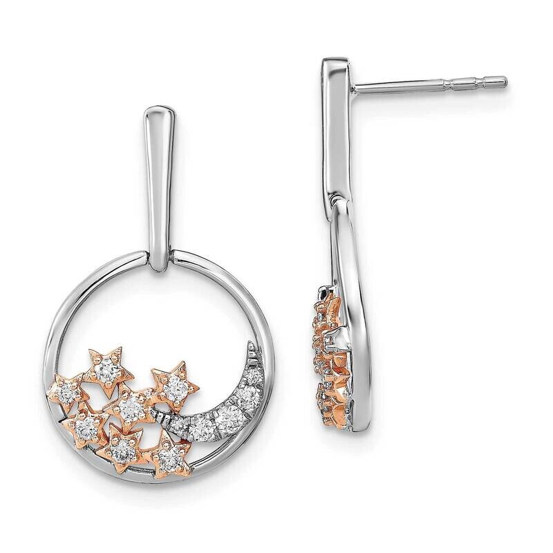Moon Stars Circle Diamond Post Earrings 14k Two-Tone Gold EM6819-025-WRA