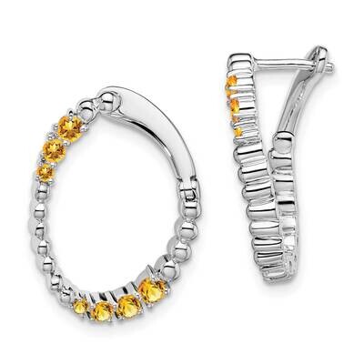 Citrine Oval Hoop Earrings 14k White Gold EM7460-CI-W, MPN: EM7460-CI-W, 191101844058