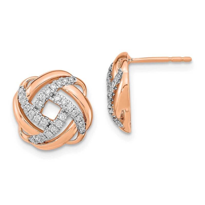 Polished Diamond Love Knot Post Earrings 14k Rose Gold EM6889-025-RA