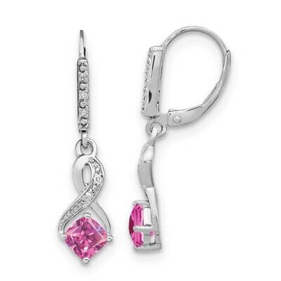 Creat. Pink Sapphire Diamond Earrings Sterling Silver Rhodium-Plated EM7402-CPS-006-SSA, MPN: EM740…