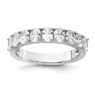 Cheryl M Brilliant-Cut Oval CZ 9-Stone Ring Sterling Silver Rhodium-Plated QCM1658, MPN: QCM1658, 1…