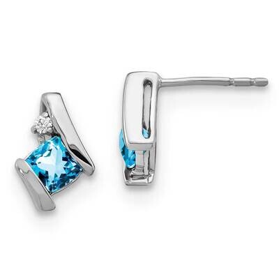 Antique Cushion Blue Topaz Diamond Earrings Sterling Silver EM7398-BT-003-SSA, MPN: EM7398-BT-003-S…