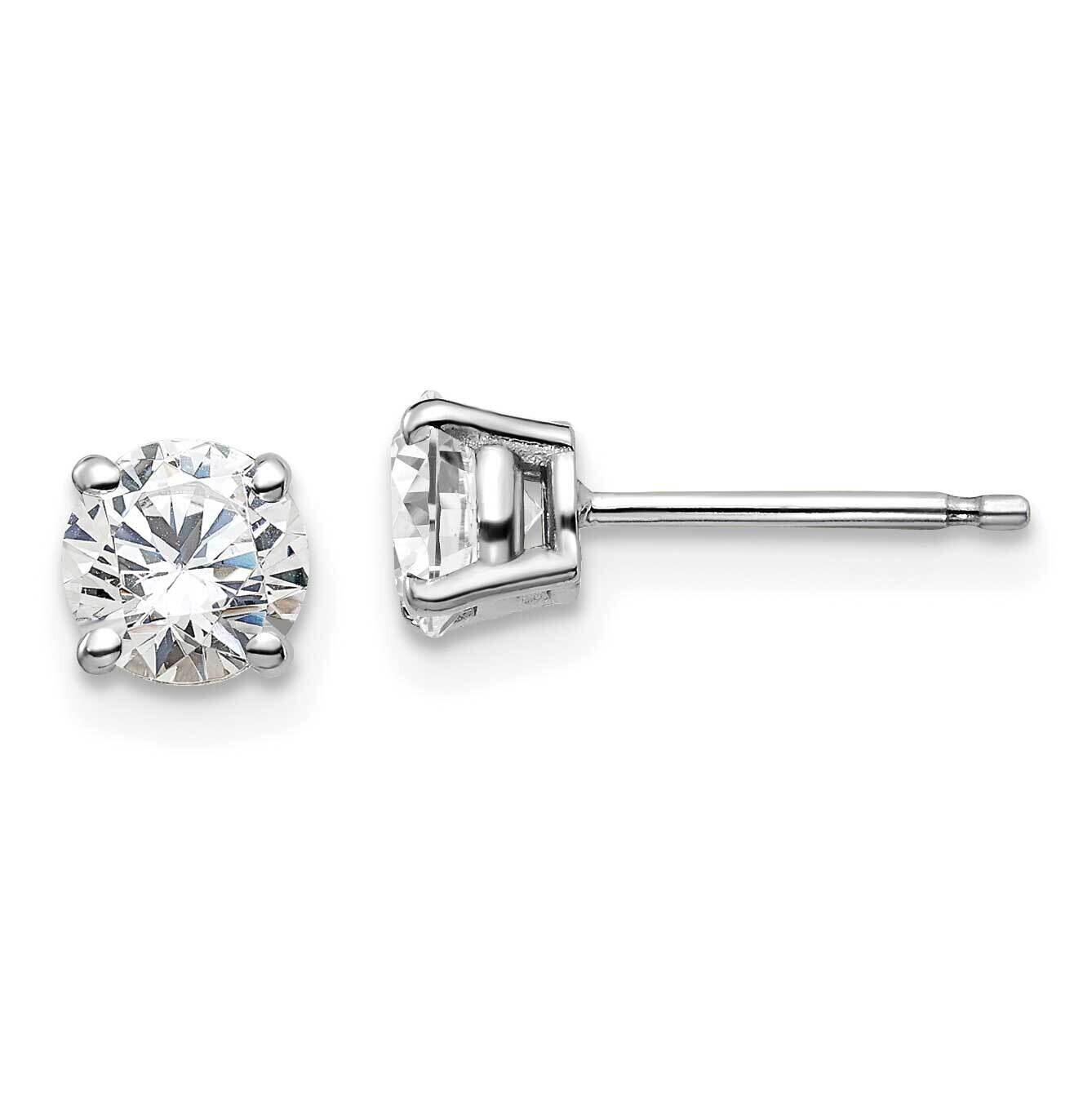 Round 4-Prong 1.00Ct. Diamond Stud Earrings 10k White Gold EM1006-100-1WA, MPN: EM1006-100-1WA,
