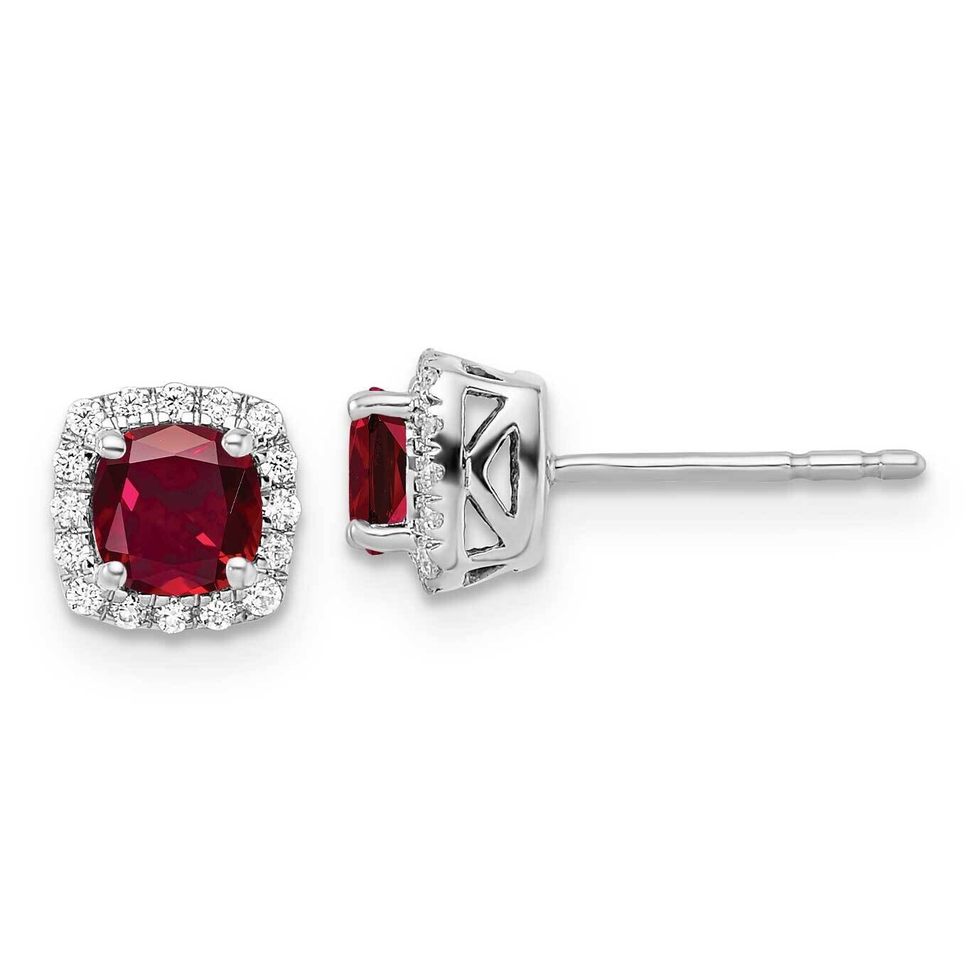 14K White Golddiamond Cr Ruby Halo Post Earrings 14k White Gold EM8582-RU-010-SSWCZ, MPN: EM8582-RU…