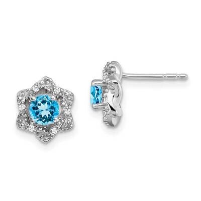 Blue Topaz Diamond Post Earrings 14k White Gold EM7459-BT-006-WA, MPN: EM7459-BT-006-WA, 1911018439…