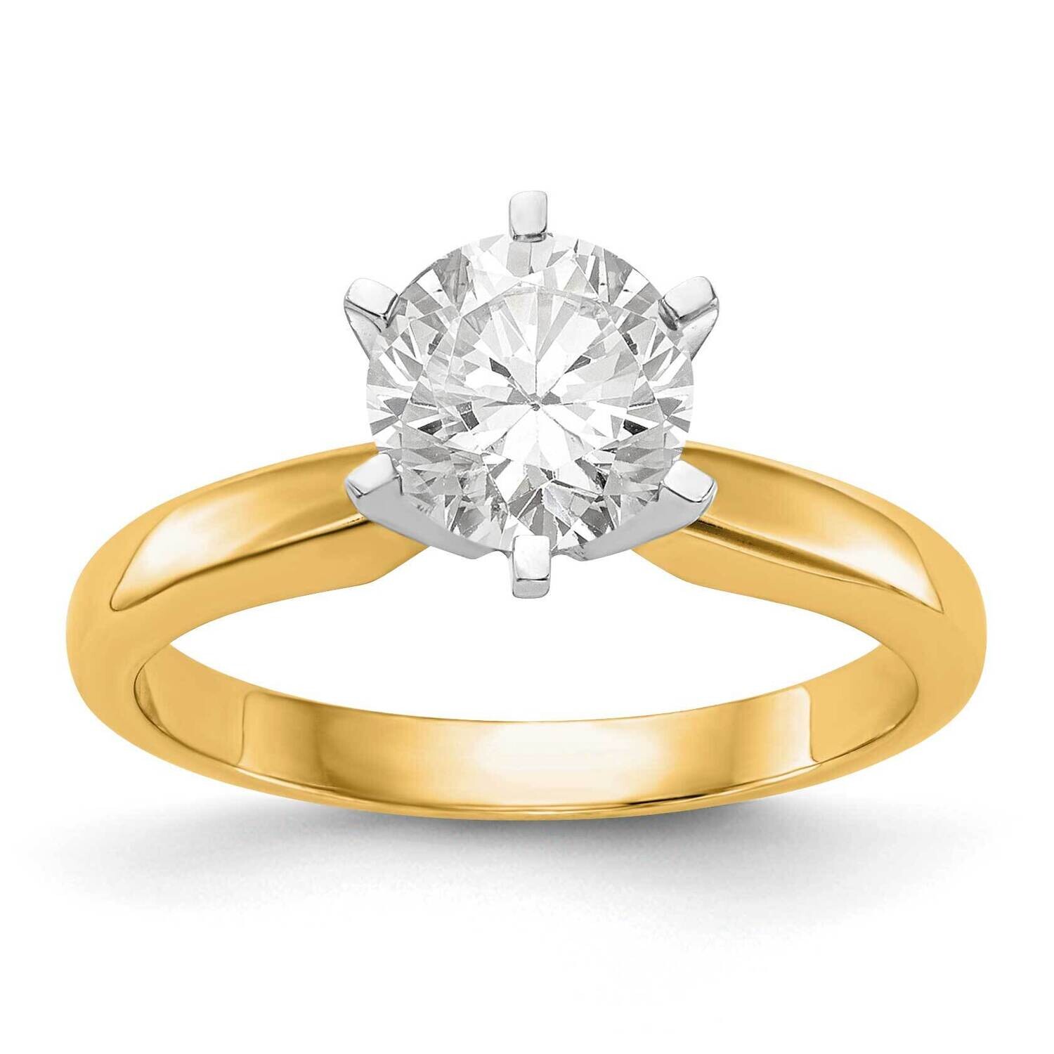 1/8 Carat Medium-Weight Pointed-Shoulder Half-Round 6-Prong Round Solitaire Ring Mounting 14k Two-T…