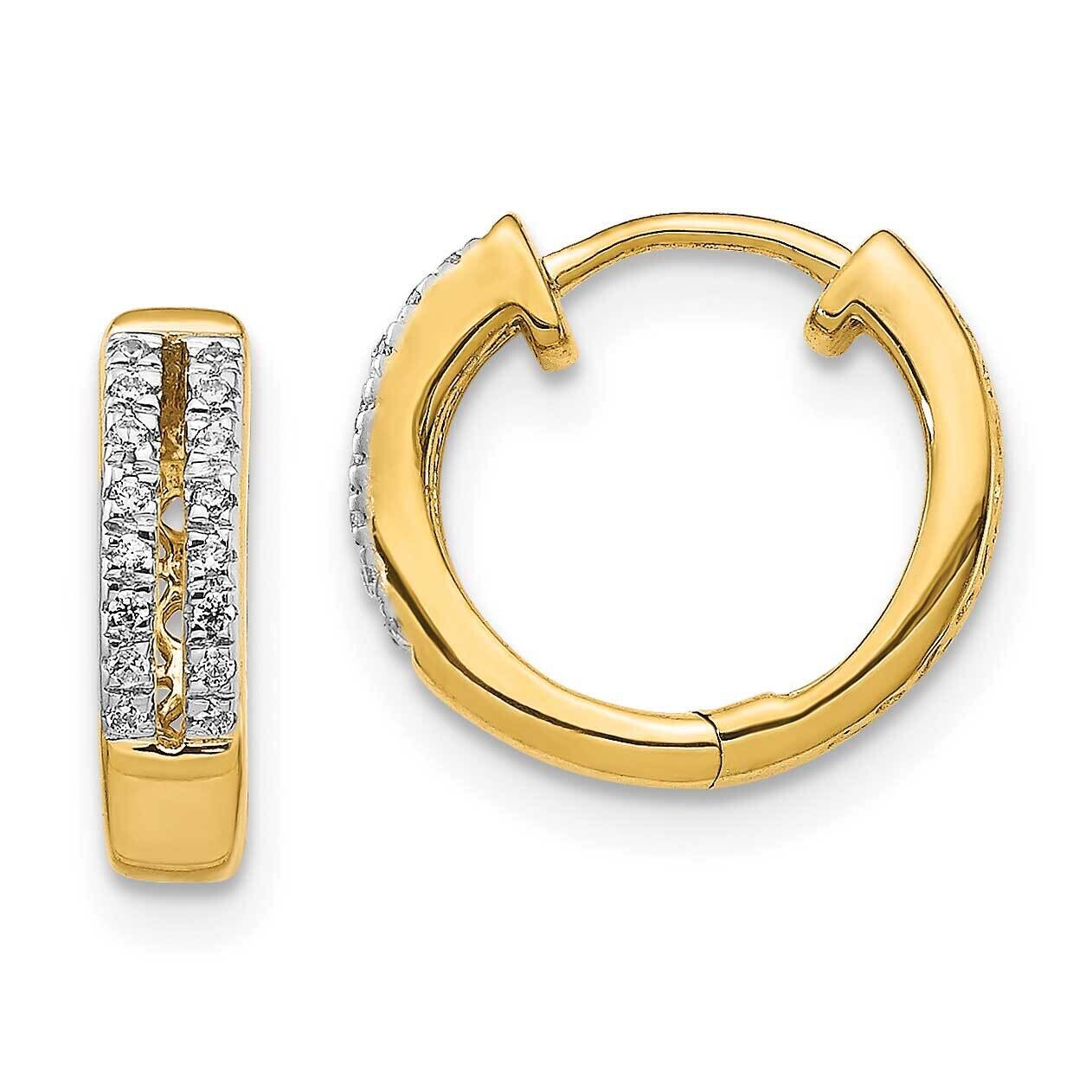 Diamond Hinged Round Hoop Earrings 10k Gold EM5375-010-1YA, MPN: EM5375-010-1YA,