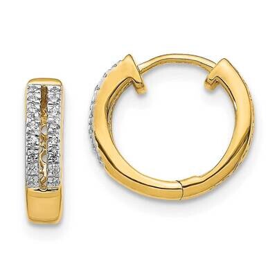 Diamond Hinged Round Hoop Earrings 10k Gold EM5375-010-1YA, MPN: EM5375-010-1YA,