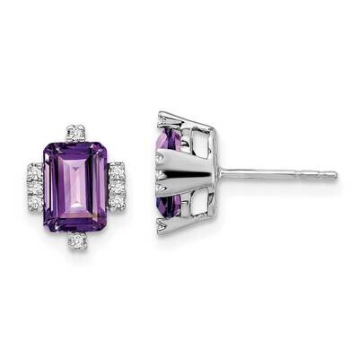 Emerald-Shape Amethyst Diamond Earrings 14k White Gold EM7106-AM-008-WA, MPN: EM7106-AM-008-WA, 191…