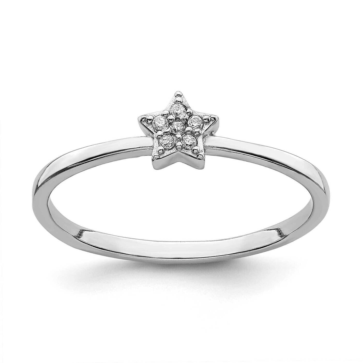 Rhodium Plated CZ Star Ring Sterling Silver QR7183, MPN: QR7183, 191101920448