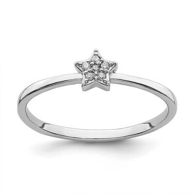 Rhodium Plated CZ Star Ring Sterling Silver QR7183, MPN: QR7183, 191101920448