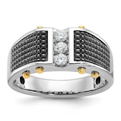 Ibgoodman Men&#39;s Polished Textured 3-Stone Ring Mounting 14k Two-Tone Gold B63813-4WY by IBGoodman, …