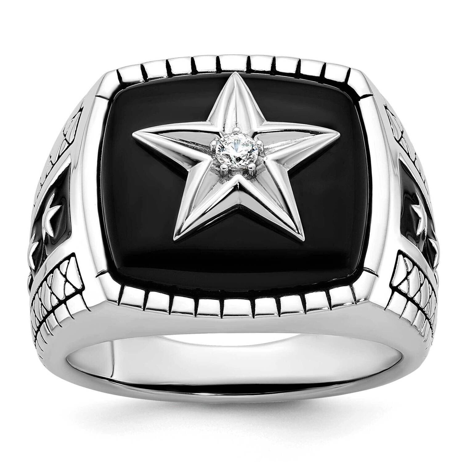 Ibgoodman Men's Onyx Diamond Star Ring Mounting 14k White Gold B84938-4W