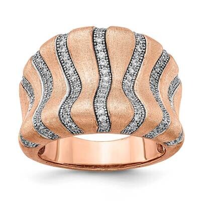 &amp; Rose-Tone Brushed CZ Ring Sterling Silver Rhodium-Plated QMP1527, MPN: QMP1527,