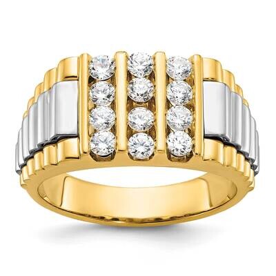 Ibgoodman Men&#39;s Polished Textured Cluster Ring Mounting 14k Two-Tone Gold B59004-4YW by IBGoodman, …