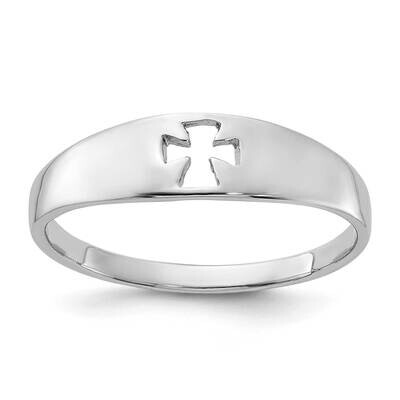 Polished Cut-Out Cross Ring Sterling Silver Rhodium-Plated QR7485, MPN: QR7485,
