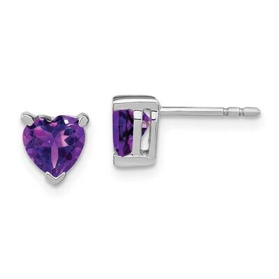 Heart Amethyst Earrings 14k White Gold EM7101-AM-W, MPN: EM7101-AM-W, 191101841231