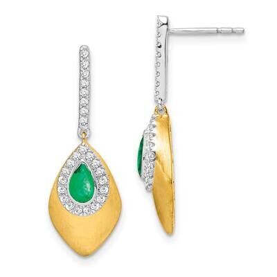 Emerald Diamond Dangle Earrings 14k Two-Tone Gold EM7250-EM-025-YWA, MPN: EM7250-EM-025-YWA, 191101…