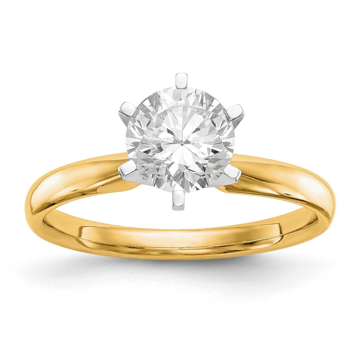 2 Carat Lightweight Comfort-Fit 6-Prong Round Solitaire Ring Mounting 14k Two-Tone Gold KS48