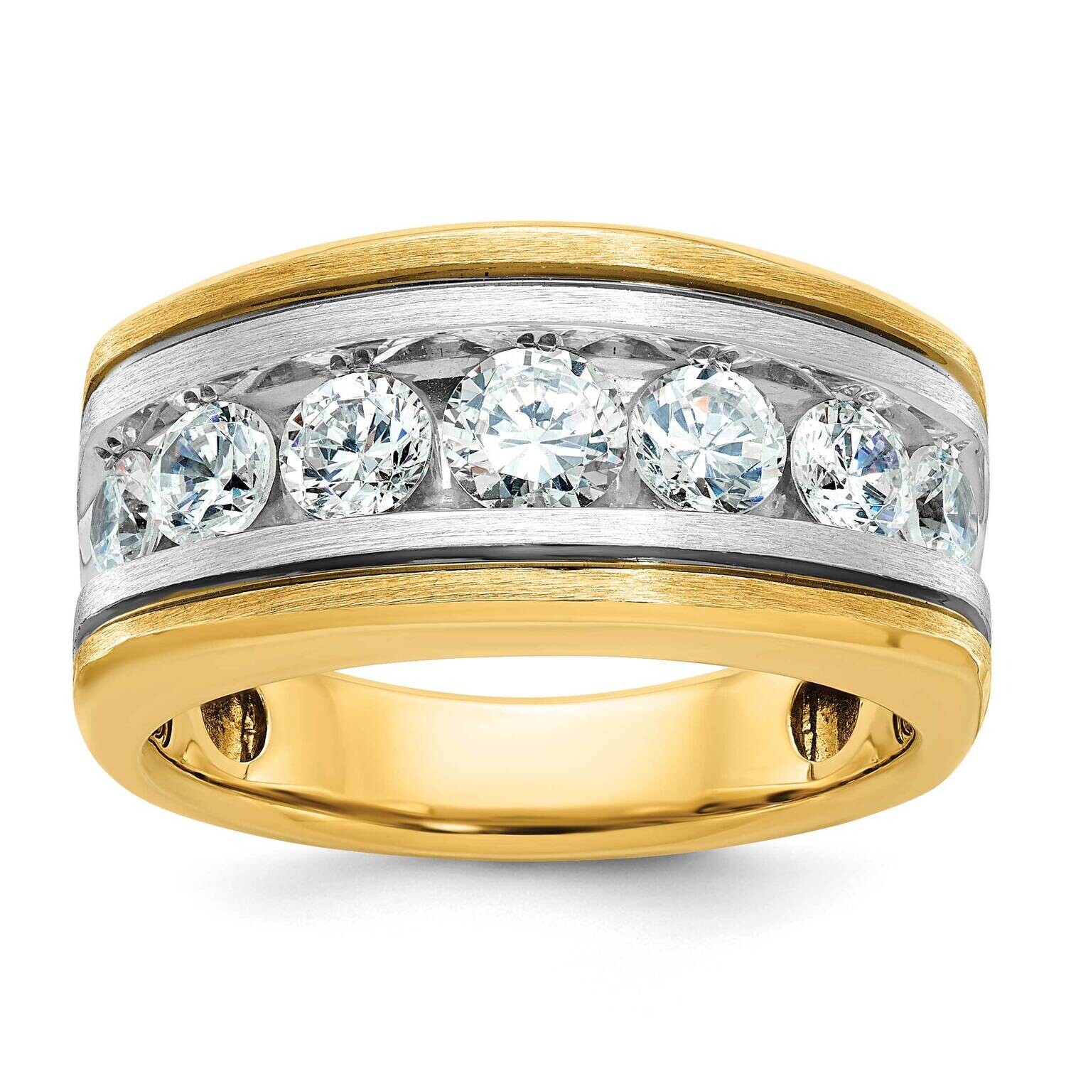 Ibgoodman Men&#39;s Polished Satin Grooved 7-Stone Ring Mounting 14k Two-Tone Gold B63970-4YW by IBGood…