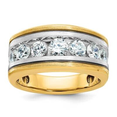 Ibgoodman Men&#39;s Polished Satin Grooved 7-Stone Ring Mounting 14k Two-Tone Gold B63970-4YW by IBGood…