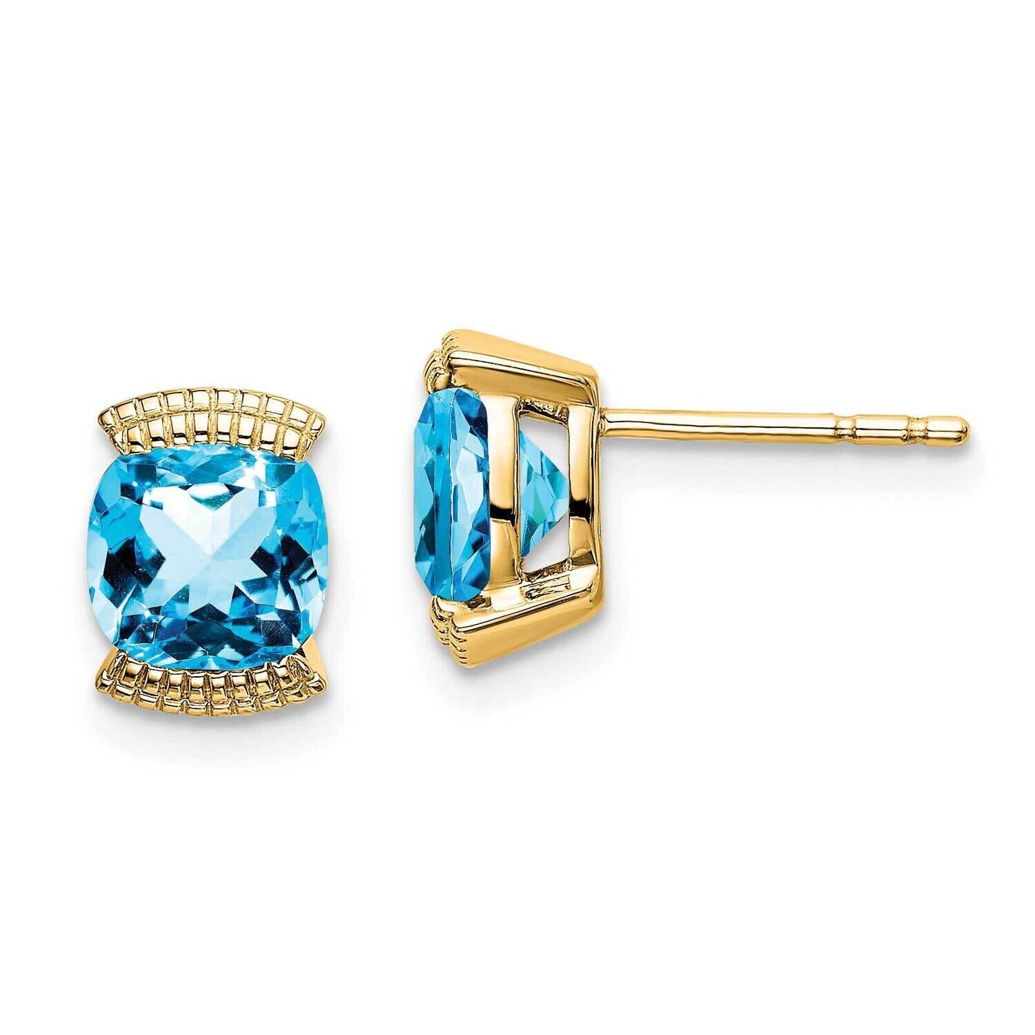 Blue Topaz Post Earrings 14k Gold EM7080-BT-Y, MPN: EM7080-BT-Y, 191101839511