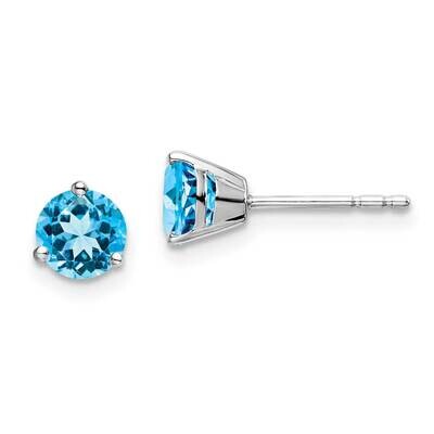 Round Blue Topaz Earrings 14k White Gold EM7098-BT-W, MPN: EM7098-BT-W, 191101841057