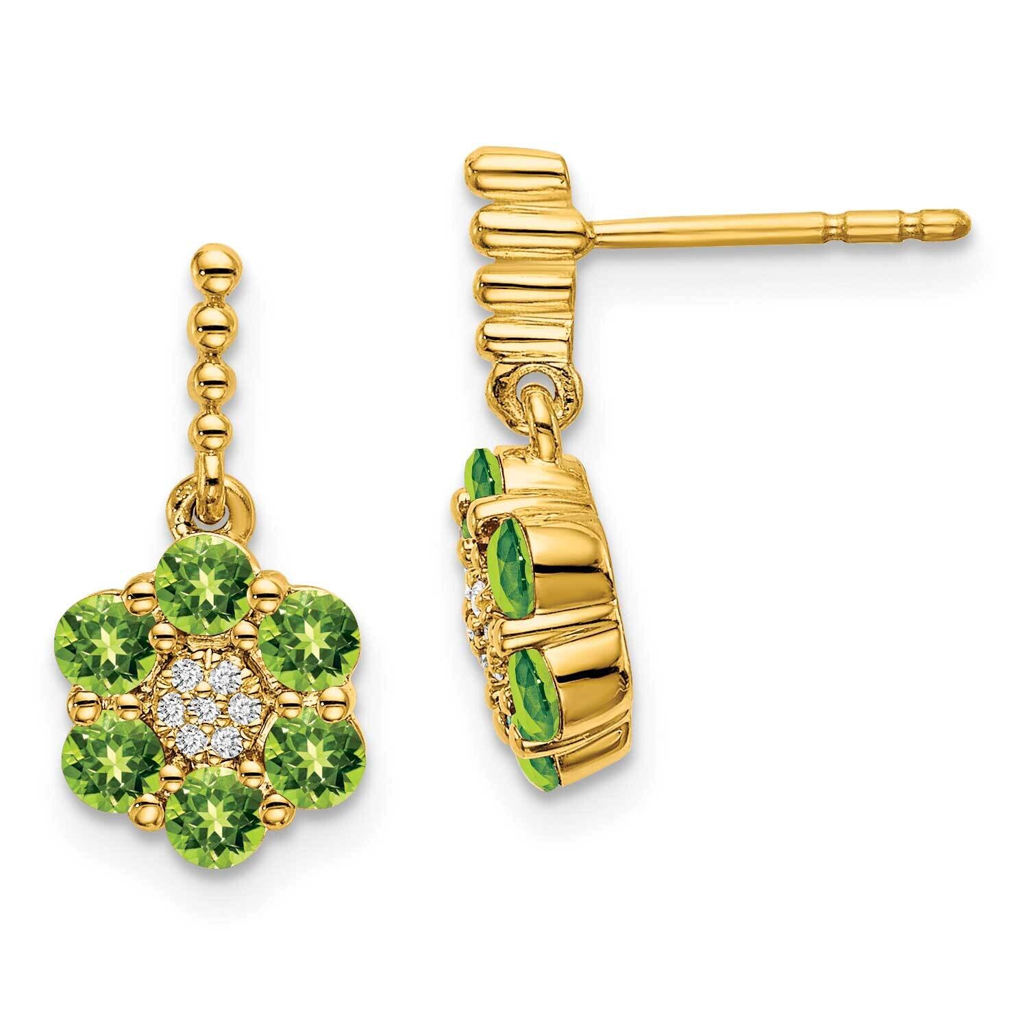 Peridot Diamond Earrings 14k Gold EM7191-PE-004-YA, MPN: EM7191-PE-004-YA, 191101842047