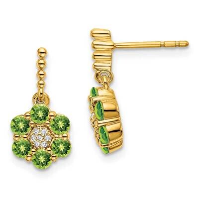 Peridot Diamond Earrings 14k Gold EM7191-PE-004-YA, MPN: EM7191-PE-004-YA, 191101842047