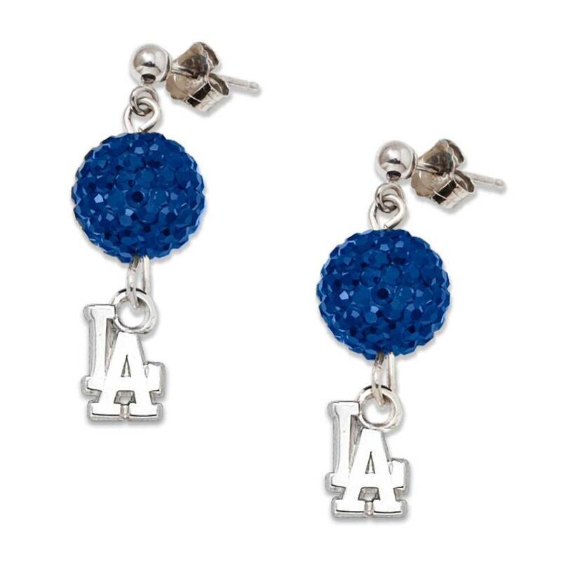 Los Angeles Dodgers Crystal Ovation Earrings Sterling Silver DOD069ERB-SS