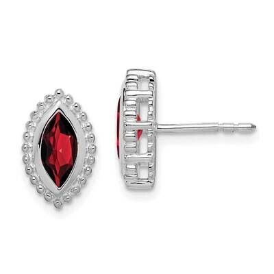 Marquise Garnet Post Earrings 14k White Gold EM7204-GA-W, MPN: EM7204-GA-W, 191101842924