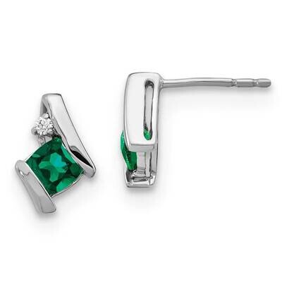 Cushion Cr. Emerald Diamond Earrings 14k White Gold EM7398-CEM-003-WA, MPN: EM7398-CEM-003-WA,