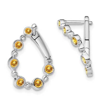 Citrine Teardrop Hoop Earrings 14k White Gold EM7455-CI-W, MPN: EM7455-CI-W, 191101843792