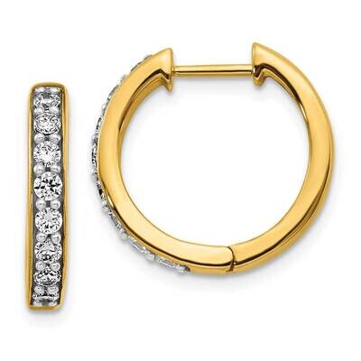 Diamond Hinged Hoop Earrings 10k Gold EM4264-055-1YA, MPN: EM4264-055-1YA,
