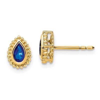 Pear Sapphire Post Earrings 14k Gold EM7203-SA-Y, MPN: EM7203-SA-Y, 191101842832