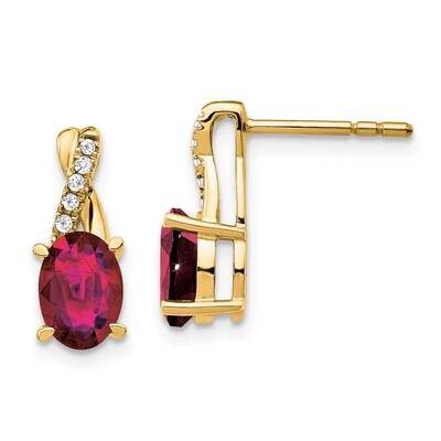 Created Ruby Diamond Earrings 10k Gold EM4235-CRU-006-1YA, MPN: EM4235-CRU-006-1YA, 191101567377