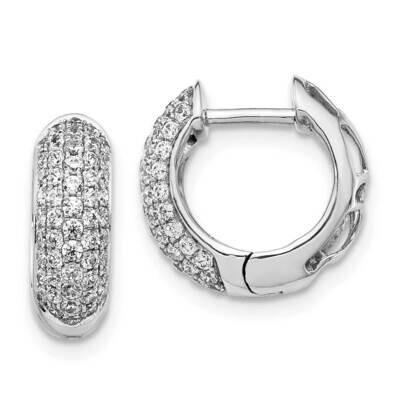 Diamond Hinged Hoop Earrings 10k White Gold EM5390-075-1WA, MPN: EM5390-075-1WA,