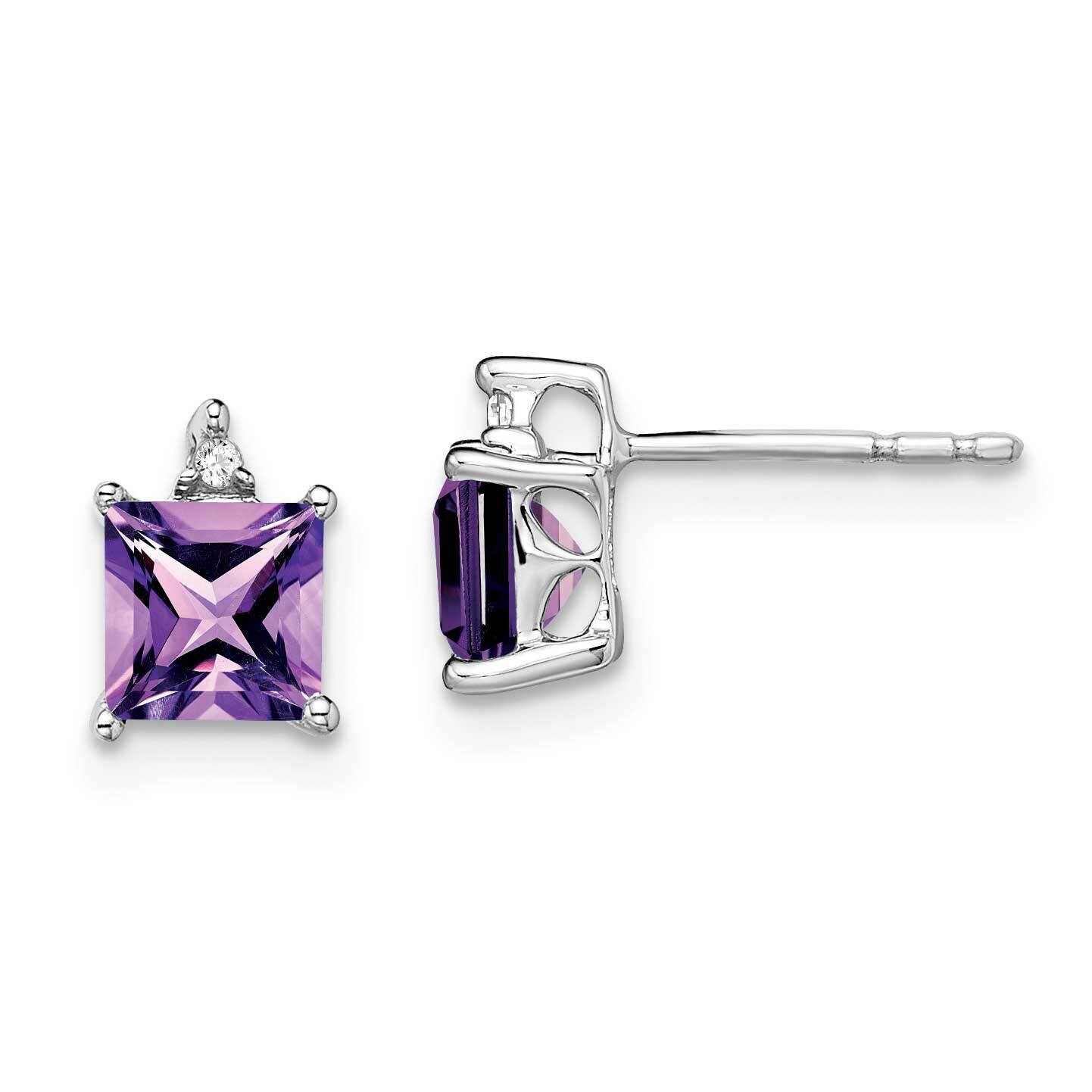 Princess Amethyst Diamond Earrings 14k White Gold EM7085-AM-001-WA, MPN: EM7085-AM-001-WA, 19110183…