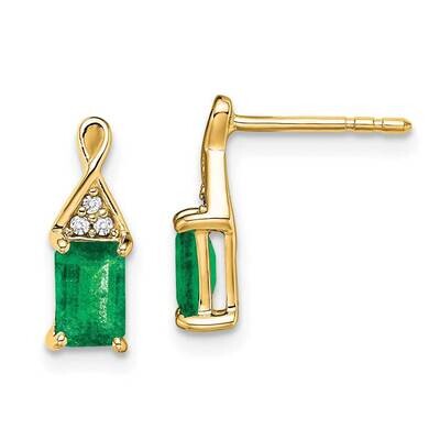 Emerald Diamond Earrings 14k Gold EM7187-EM-004-YA, MPN: EM7187-EM-004-YA, 191101841880