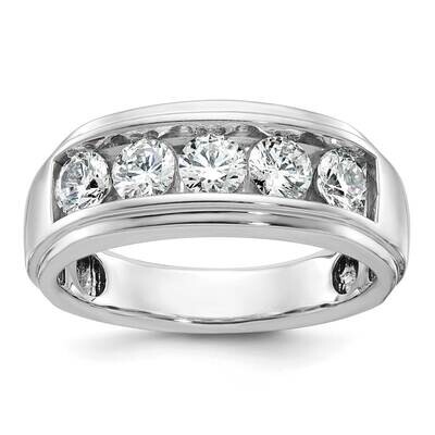 Ibgoodman Men&#39;s Polished Grooved 5-Stone Ring Mounting 14k White Gold B64279-4W by IBGoodman, MPN: …